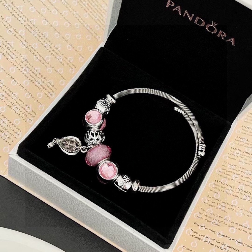 Pandora Silver Bracelet with Pink Accents